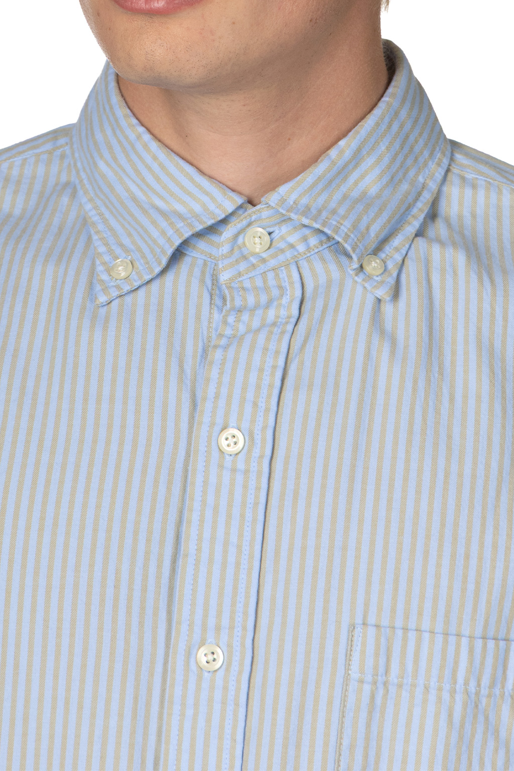 ts(s) - Garment Dye Block Stripe Brushed Cotton Cloth - Blue